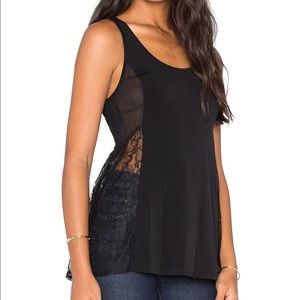 BCBG Mesh and Lace Panel Tank Top | M, Black, NWT